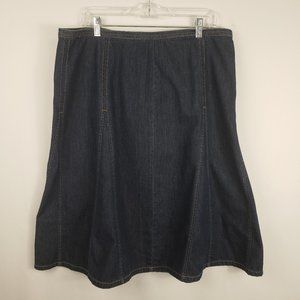 Liz Claiborne Blue Denim Jeans Flared Skirt Size14